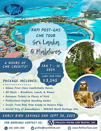 AAPI Post- GHS CME tour Sri Lanka and Maldives, 6 hours of CME